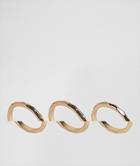 Asos Pack Of 3 Faceted Rings - Gold