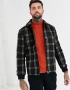 Only & Sons Window Pane Check Zip Through Trucker Jacket In Gray