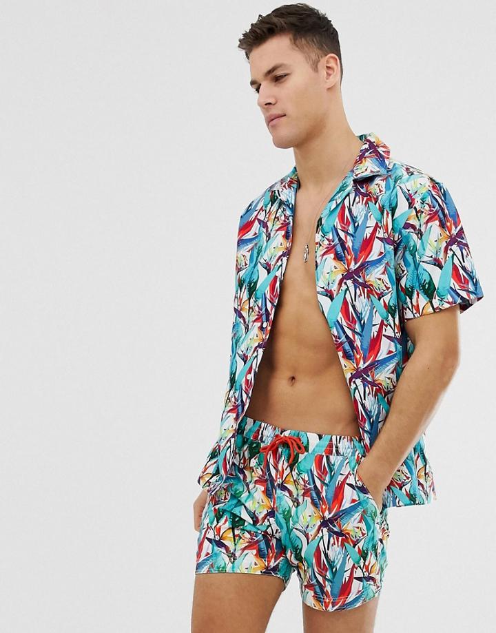 South Beach Shirt In Tropical Print - Multi
