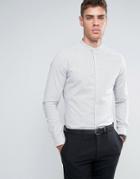Asos Skinny Stripe Shirt With Grandad Collar In Black - White
