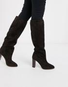 Karen Millen Sappho Suede Slouch High Knee Boots In Brown