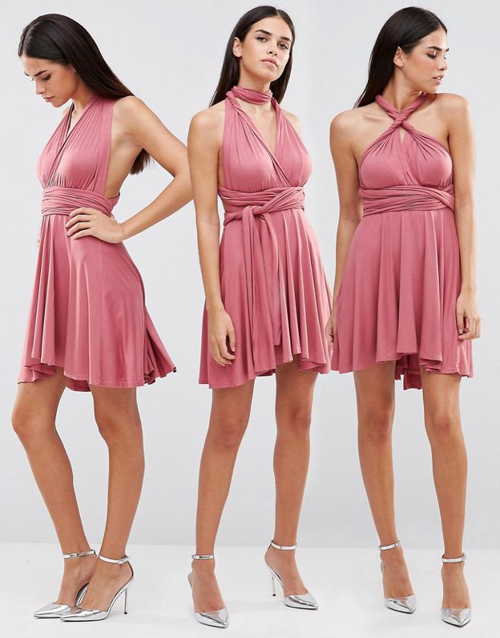 Club L Multi Way Skater Dress - Rhubarb