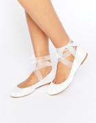 Asos Lydia Bridal Ribbon Ballet Flats - Cream