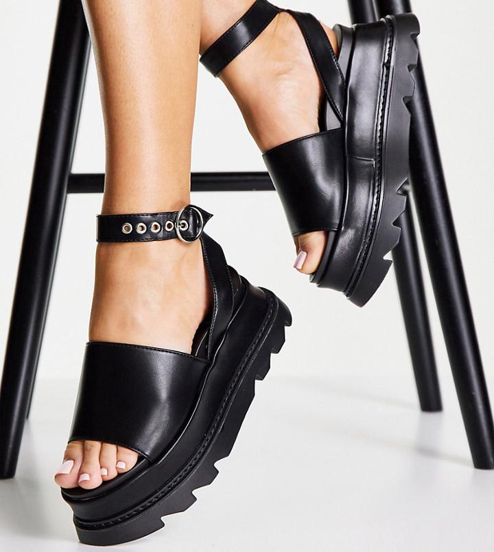 Lamoda Exclusive Flatform Footbed Sandals In Black