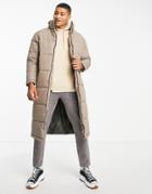Another Influence Longline Puffer Jacket In Sand-neutral