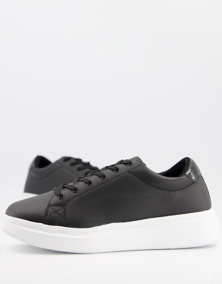 Asos Design Sneakers With Chunky Sole And Contrast Heel In Black