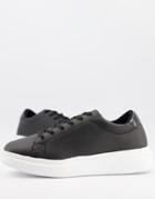 Asos Design Sneakers With Chunky Sole And Contrast Heel In Black