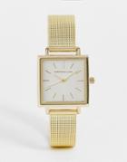 Christian Lars Stainless Steel Mesh Strap Bracelet Watch With Square Dial In Gold