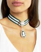 Asos Statement Cameo Ribbon Choker Necklace - Gold