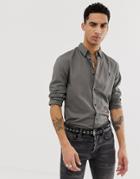 Allsaints Shirt With Ramskull Embriodery In Gray