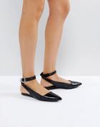 New Look Patent Bling Buckle Ankle Strap Flat Shoe - Black