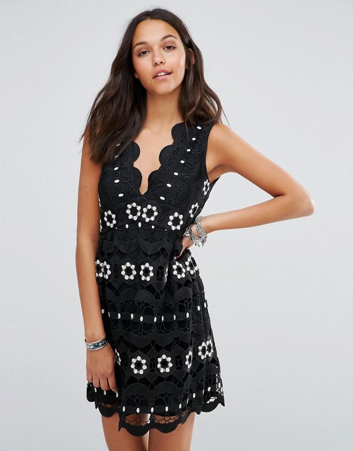 Anna Sui Medallion Lace Dress - Black