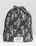 Cheap Monday Lace Look Drawstring Backpack - Black