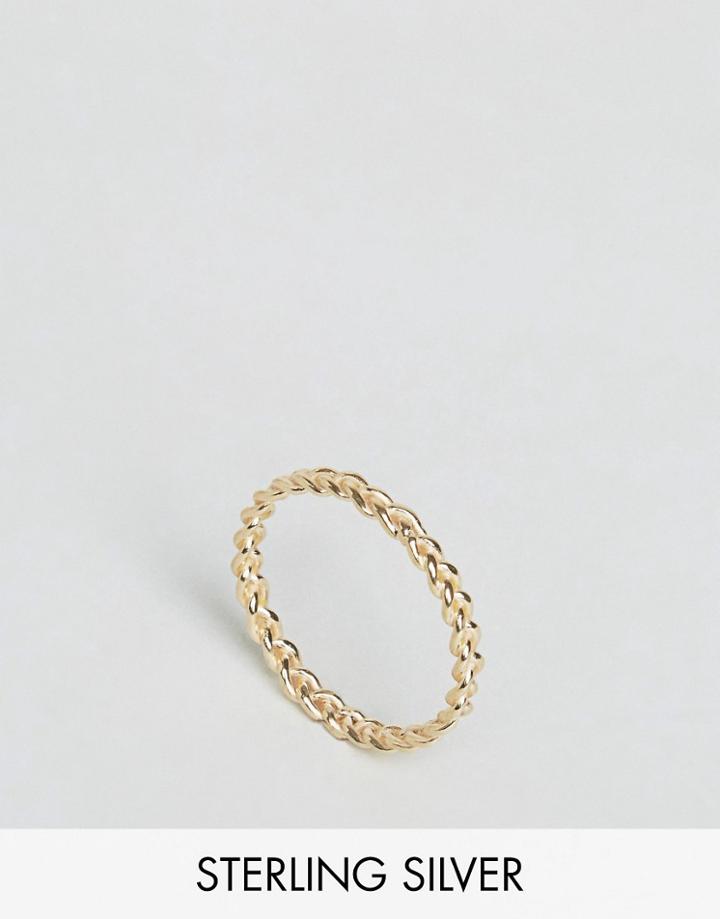 Asos Gold Plated Sterling Silver Braid Ring - Gold