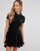 Unique 21 Drop Hem Skater Dress - Black