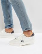 Fred Perry Spencer Leather Sneakers In White With Contrast Laurel - White