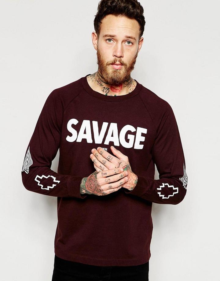 Wood Wood T-shirt With Savage Print Long Sleeves - Sava