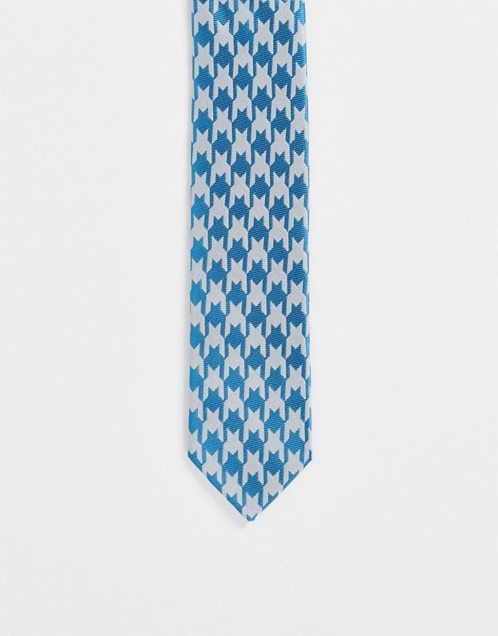 Devil's Advocate Puppytooth Tie In Teal And Navy