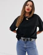 Mango Oversized Crew Neck Tee In Black - Black