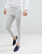 Asos Design Wedding Super Skinny Suit Pants In Ice Gray Linen - Gray