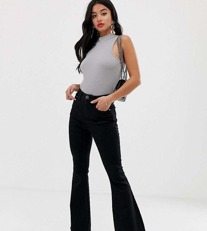 Asos Design Petite Sculpt Me Bell Flare Jeans In Clean Black - Black