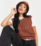 Only Tall Cable Knit Tank Top In Rust-brown