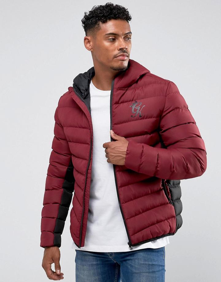 Gym King Puffer Jacket In Burgundy - Red