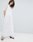 Vero Moda Lace Maxi Dress With Dip Hem - White