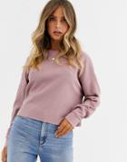 Asos Design Oversized Sweat In Waffle With Exposed Seams-purple