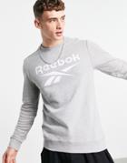 Reebok Identity Big Logo Crew Neck Sweatshirt In Medium Gray-grey