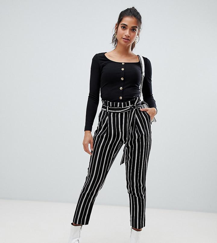 New Look Petite Stripe Pants In Black