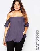 Asos Curve Longline Cami With Cold Shoulder - Navy