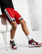 Mennace Basketball Shorts In Red With Mesh Inserts
