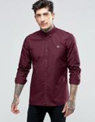 Fred Perry Shirt With Polka Dot In Mahogany In Slim Fit - Red