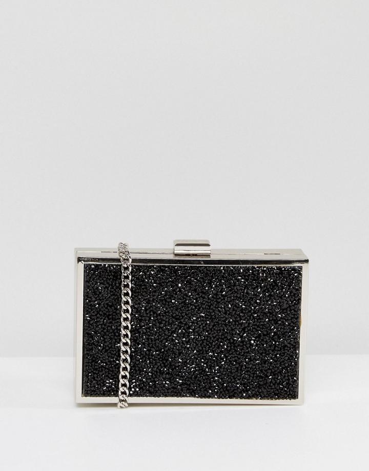 Miss Kg Glitter Structured Clutch Bag - Black
