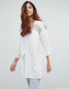 Vero Moda Embroidered Tunic Dress - White