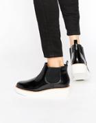 Monki Patent Color Block Flatform Boot - Black