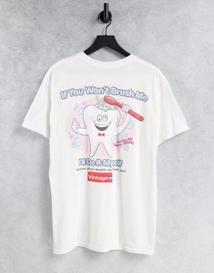 Vintage Supply Toothpaste Print T-shirt In White
