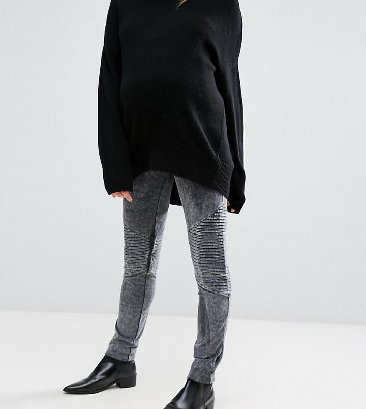 Supermom Skinny Biker Jegging In Acid Wash - Black