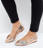 Asos Vivid Wide Fit Embellished Ballet Flats - Gold