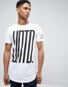 Jack & Jones Core Longline T-shirt With Arm Stripe - White