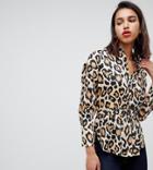 River Island Belted Shirt In Leopard Print - Multi