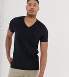 Asos Design Tall T-shirt With V Neck - Black