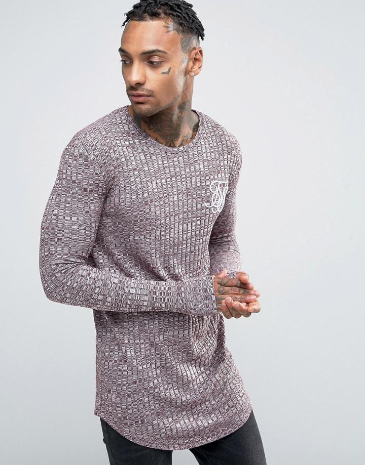 Siksilk Ribbed Long Sleeve T-shirt - Red