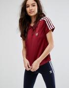 Adidas Originals Polo Shirt With Pleated Back Detail - Red