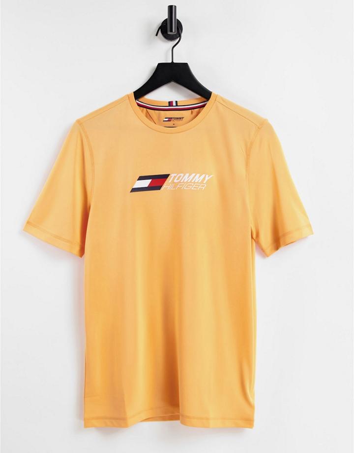 Tommy Hilfiger Performance T-shirt With Chest Logo In Orange