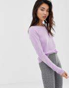 Esprit Crew Neck Lightweight Sweater In Lavender - Purple