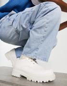 London Rebel X Cleated Sole Chunky Shoes In Cream-white