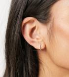 Asos Design Sterling Silver Hinge Hoop Earrings With Crystals