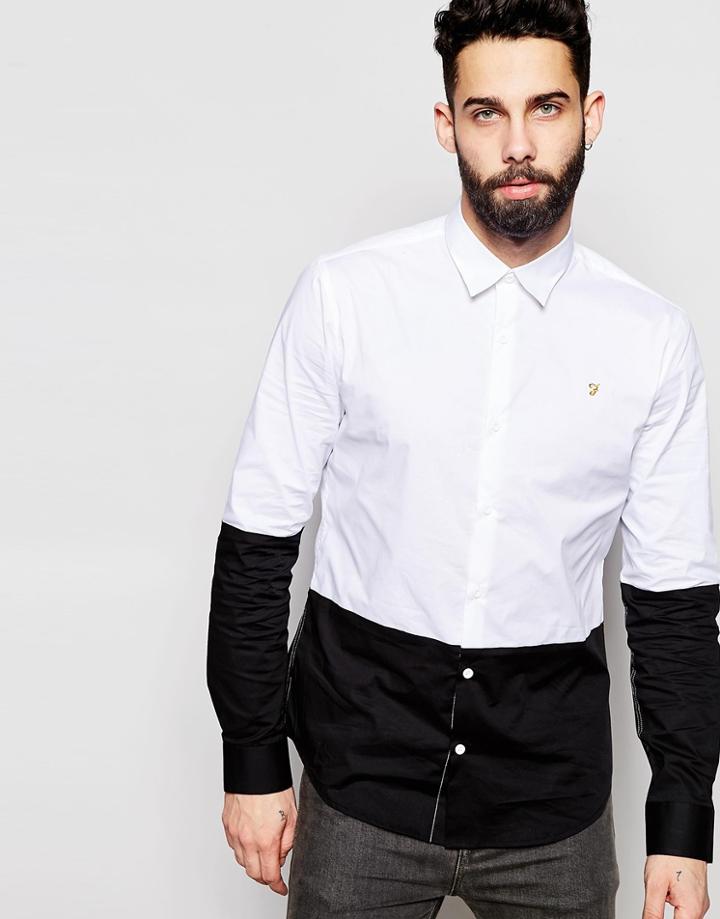 Farah Shirt With Color Block Slim Fit - White